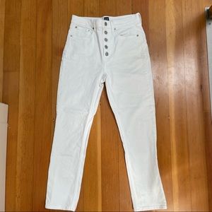 High Rise Cigarette Jeans in White, five button fly
